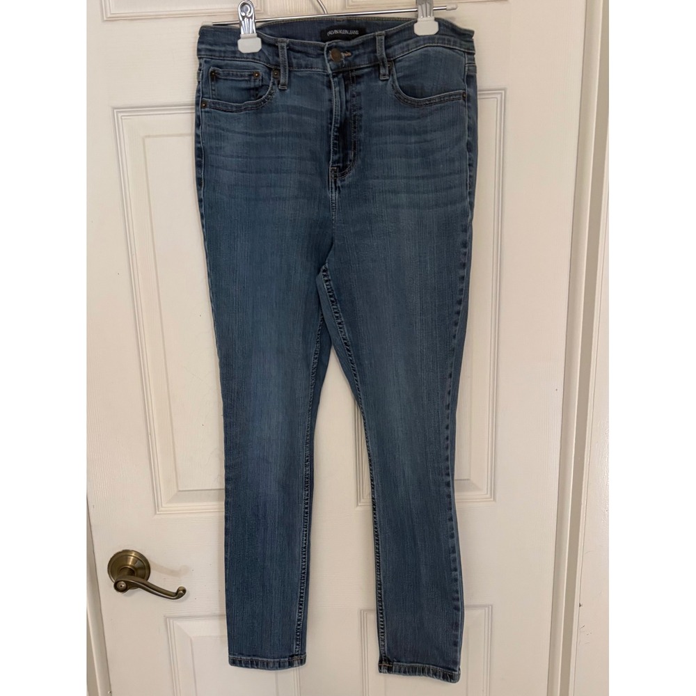 Calvin Klein Jeans High Rise Skinny Blue Denim Stretch Medium Wash Womens Sz 10